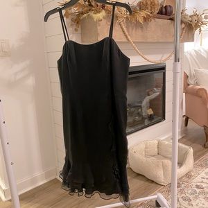 Black ruffle mini dress